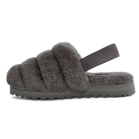 NEW UGG Sizes 8, 10 Super Fluff Genuine Shearling Slingback Slipper, Charcoal - Picture 5 of 6